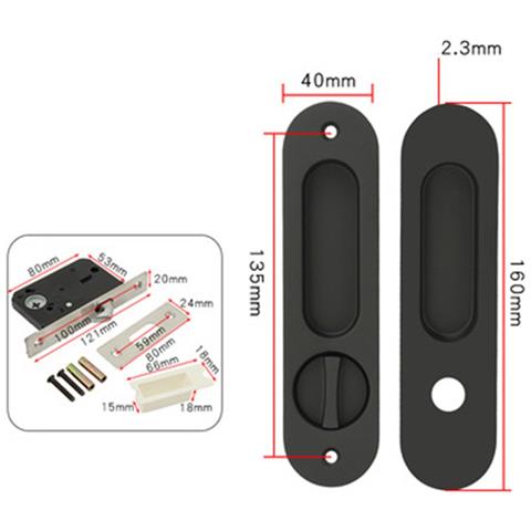 Set Maniglia Scorrevole A Scomparsa - Maniglia Ad Incasso Con Serratura A Mortasa Per Porte Interne Black - Foto 5