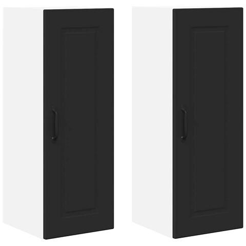 Pensile cucina 2 pcs Nero 30 x 31 x 80 cm Legno multistrato - Foto 1