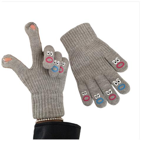 Guanti Invernali Senza Dita In Maglia Touchscreen - Miscela Di Cotone, Colori Multipli Grey - Foto 1