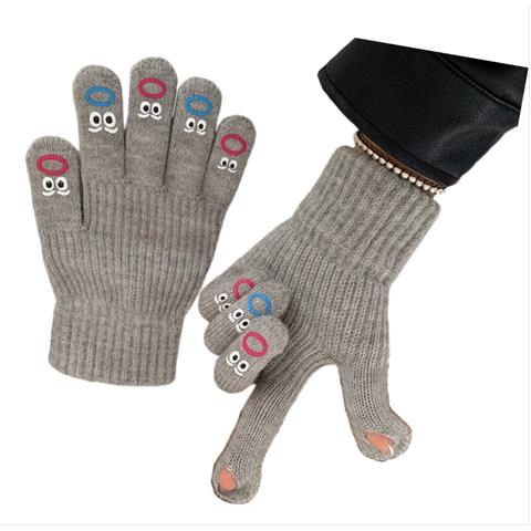 Guanti Invernali Senza Dita In Maglia Touchscreen - Miscela Di Cotone, Colori Multipli Grey - Foto 3