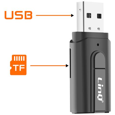 Adattatore Audio Bluetooth Usb Con Jack Da 3,5 Mm E Porta Per Scheda Micro-sd, Nero - Foto 5