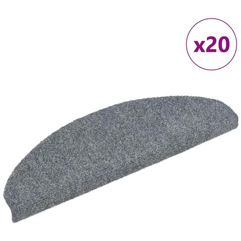 Tappetini per scale autoadesivi 20 pz 65x21x4 cm Grigio chiaro Semicircolari Grandi - Foto 1