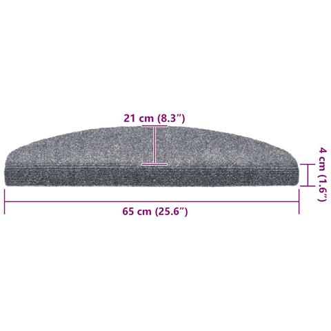 Tappetini per scale autoadesivi 20 pz 65x21x4 cm Grigio chiaro Semicircolari Grandi - Foto 8