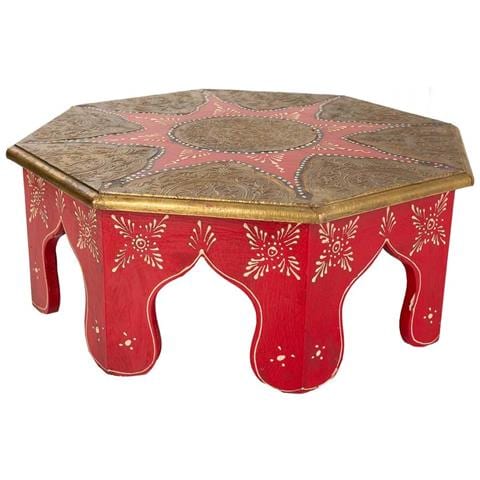 Tavolino In Legno E Metallo Rosso 40x40x15,5h - Foto 1