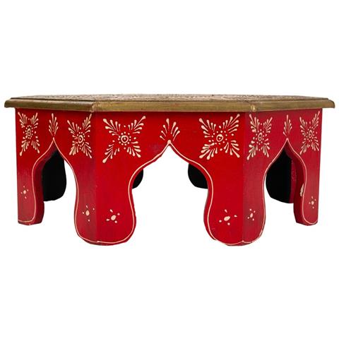 Tavolino In Legno E Metallo Rosso 40x40x15,5h - Foto 2