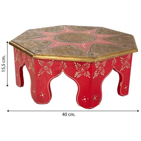 Tavolino In Legno E Metallo Rosso 40x40x15,5h - Foto 5