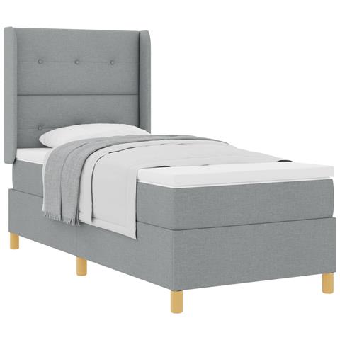 Letto a molle con materasso Grigio chiaro 90 x 190 cm Tessuto - Foto 1