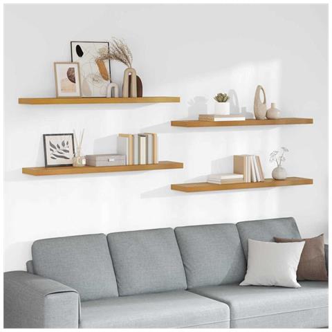 Scaffale da parete 4 pcs Beige 120 x 23,5 x 4 cm - Foto 2