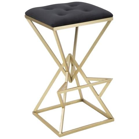 Sgabello Basso Triangoli-oro-metallo-40x40x75 Cm - Foto 1