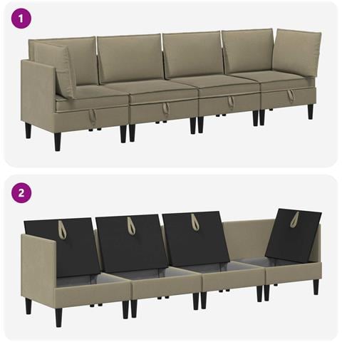 Set di mobili per il soggiorno 4 pcs Cachi Tessuto - Foto 8