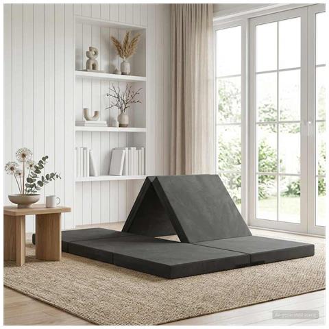 Divano Letto Pieghevole 140 x 67 x 45 cm Grigio Scuro - Foto 2