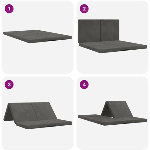 Divano Letto Pieghevole 140 x 67 x 45 cm Grigio Scuro - Foto 9