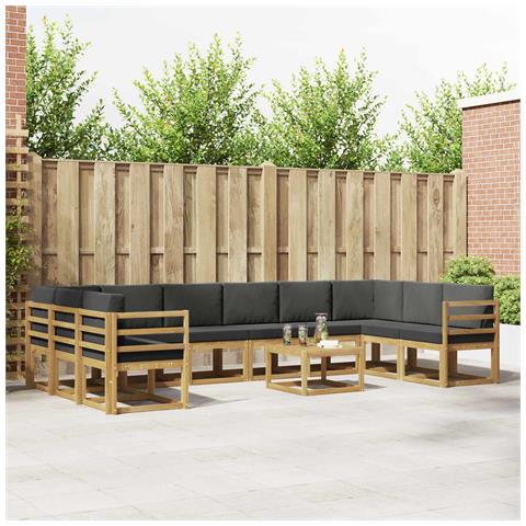 Set di divani da esterno con cuscino 11 pcs Bianco e Antracite - Foto 2
