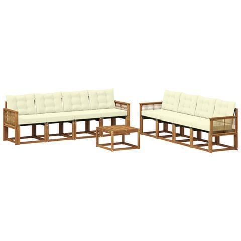 Set di divani da esterno con cuscino 9 pcs Naturale e Crema - Foto 1