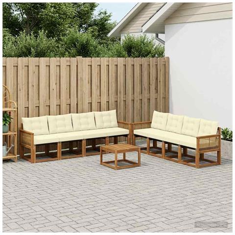 Set di divani da esterno con cuscino 9 pcs Naturale e Crema - Foto 2