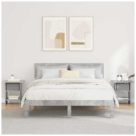 Comodino 2 pcs Grigio cemento 41 x 40 x 45 cm Legno multistrato - Foto 2