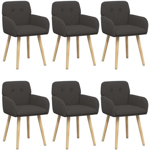 Sedie da pranzo 6 pcs Bouclé Grigio Scuro 59 x 57 x 85 cm - Foto 1