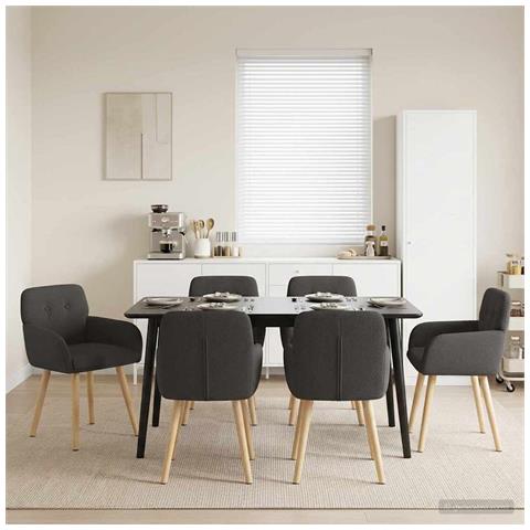Sedie da pranzo 6 pcs Bouclé Grigio Scuro 59 x 57 x 85 cm - Foto 2