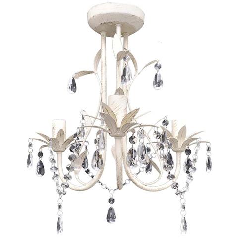 Lampadario da Soffitto Cristallo Elegante Bianco - Foto 1