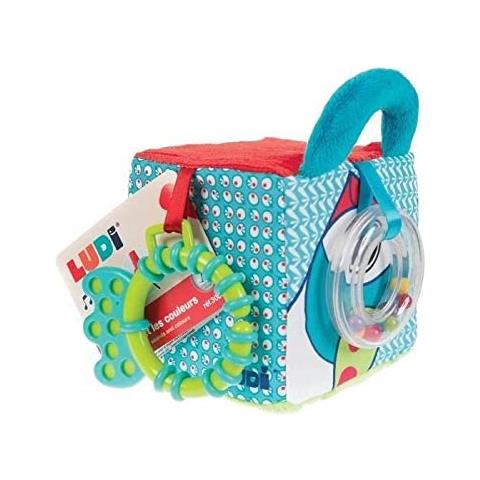 Ludi - Cubo In Tessuto Per Il Risveglio Di Bambino 10 X 10 X 10 Cm. Molteplici Sensoriale Attività Che Attirano La Curiosità. Diversi Colori, Motivi E Texture. Sviluppa Abilità - 30038 - Foto 2