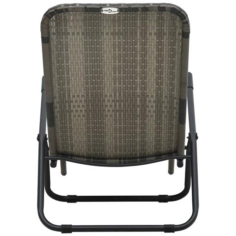 Lettino Prendisole Pieghevole in Polyrattan Grigio - Foto 2