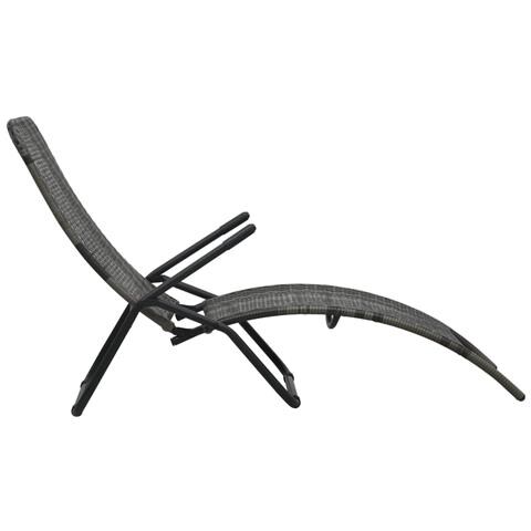 Lettino Prendisole Pieghevole in Polyrattan Grigio - Foto 7