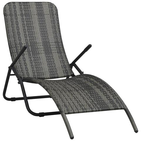 Lettino Prendisole Pieghevole in Polyrattan Grigio - Foto 1