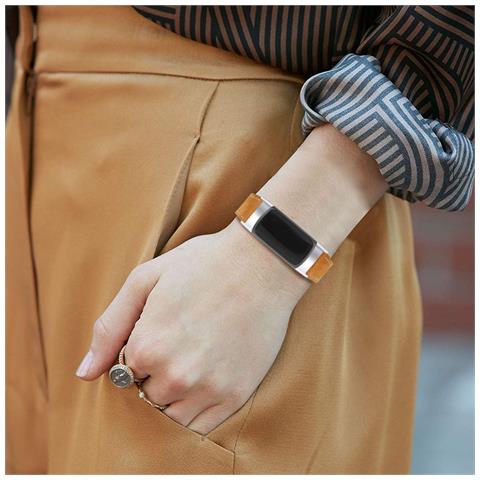 Bracciale Fitbit Charge 5 In Vera Pelle Marrone - Foto 10