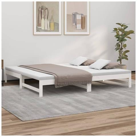 Dormeuse Estraibile Bianca 2x (80x200) Cm Legno Massello Di Pino - Foto 6