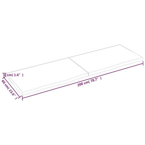Ripiano Marrone Scuro 200x60x (2-4) cm Massello Rovere Trattato - Foto 9