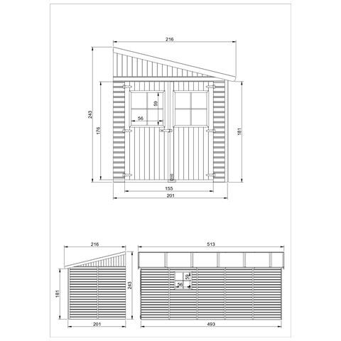 Casa Da Giardino In Legno Naturale (senza Parete Laterale) Con Pavimento Impregnato 514x211 Cm / 10 M² - Timbela M341+m341g - Foto 6
