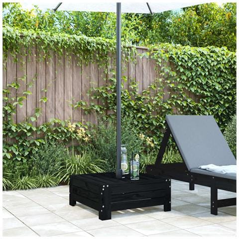 Copertura Per Base Ombrellone Nera In Legno Massello Di Pino - Foto 3