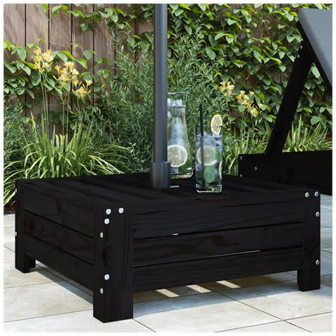 Copertura Per Base Ombrellone Nera In Legno Massello Di Pino - Foto 1