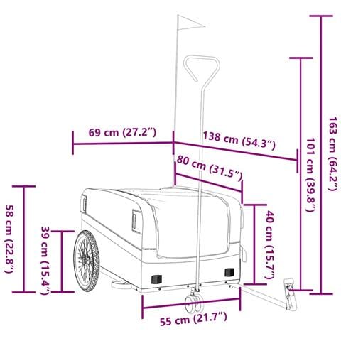 Rimorchio Da Bici Nero E Verde 45 Kg In Ferro - Foto 10