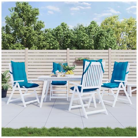 Cuscini Sedia Con Schienale Alto 4 Pz Blu Chiaro Tessuto Oxford - Foto 1
