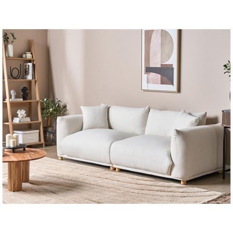 Divano 3 Posti Luvos Tessuto Bianco Sporco - Foto 1