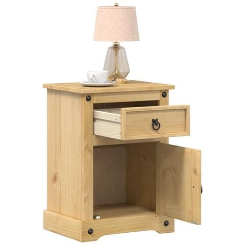 Comodino Corona 45x35x64 Cm In Legno Massello Di Pino - Foto 1