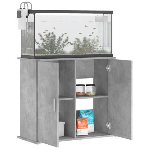Supporto Acquario 81x36x73 cm Legno Multistrato Grigio Cemento - Foto 2
