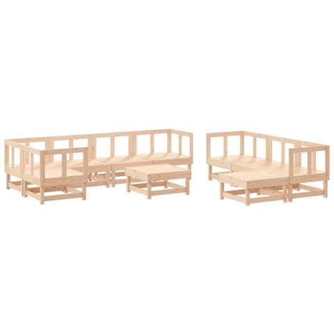 Set Salotto Da Giardino 10 Pz In Legno Massello Di Pino - Foto 1