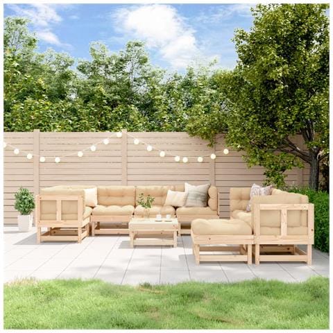 Set Salotto Da Giardino 10 Pz In Legno Massello Di Pino - Foto 6