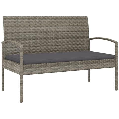Panca Da Giardino Con Cuscino Grigia 105 Cm In Polyrattan - Foto 1