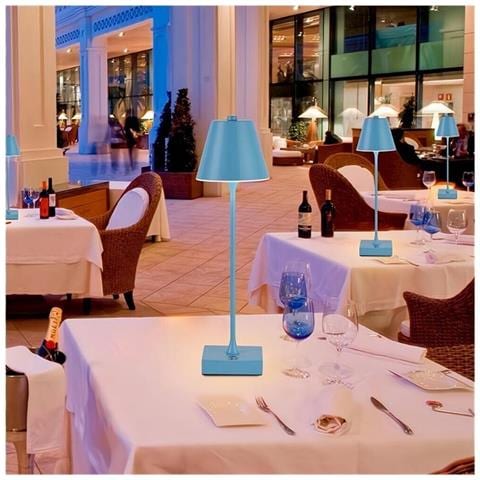 Lampada 10 W Ricaricabile 3 Colori Luce Bianca Calda Naturale Lume Da Tavolo Blu - Foto 1