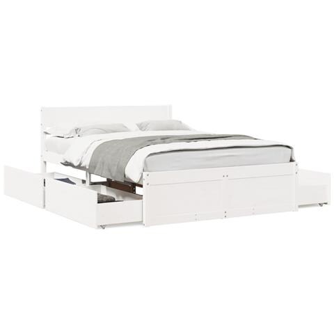 Letto Senza Materasso Bianco 135x190 Cm Legno Massello Di Pino - Foto 2