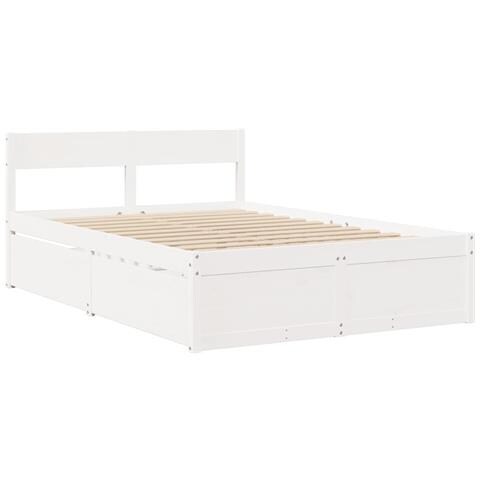 Letto Senza Materasso Bianco 135x190 Cm Legno Massello Di Pino - Foto 3