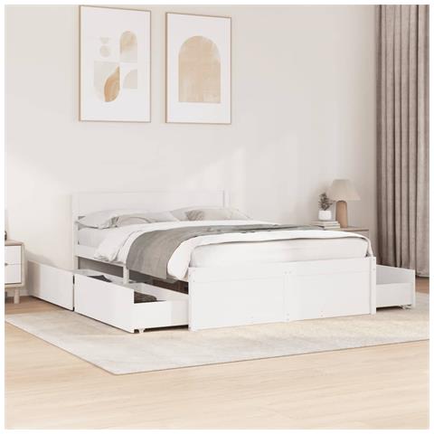 Letto Senza Materasso Bianco 135x190 Cm Legno Massello Di Pino - Foto 1