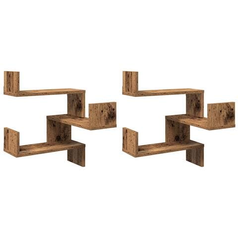Mensole Angolari 2pz Legno Antico 40x40x49,5 Cm In Truciolato - Foto 2