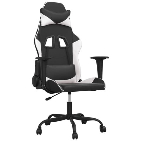 Sedia da Gaming Massaggiante Nera e Bianca in Similpelle - Foto 1