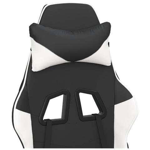 Sedia da Gaming Massaggiante Nera e Bianca in Similpelle - Foto 10