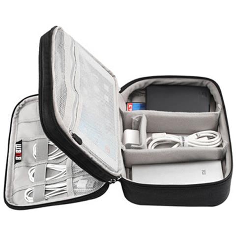Organizzatore Per Cavi Dati, Borsa Portaoggetti Per Accessori Elettronici Black M Doppio Strato - Foto 3