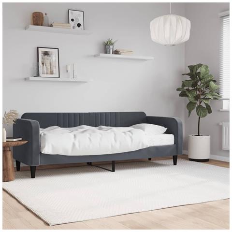 Divano Letto Con Materasso Grigio Scuro 80x200 Cm In Velluto - Foto 1